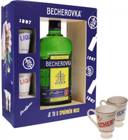 Becherovka, gift box with 2 cups