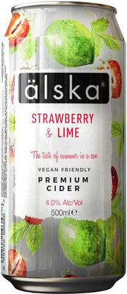 На фото изображение Alska Strawberry & Lime, in can, 0.5 L (Эльска Клубника и Лайм, в жестяной банке объемом 0.5 литра)