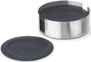Blomus, Coasters With Stainless Steel Holder, Round