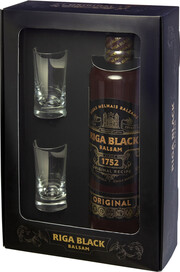 Латвийский ликер Riga Black Balsam, gift box with 2 shots, 0.5 л
