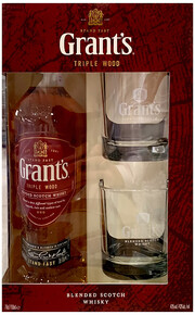 Grants Triple Wood 3 Years Old, gift box with 2 glasses