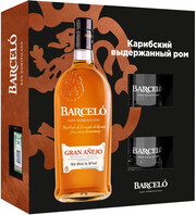 Ron Barcelo, Gran Anejo, gift box with 2 glasses, 0.7 L