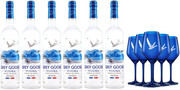 Gift Set: 6 bottles Grey Goose with 6 glasses