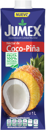 На фото изображение Jumex, Coco-Pina, 1 L (Юмекс, Кокос-Ананас объемом 1 литр)