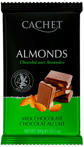 Cachet Milk Chocolate with Almonds , 32% Cocoa, 300 g