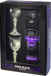 Латвийский ликер Riga Black Balsam Currant, gift box with 2 glass, 0.5 л