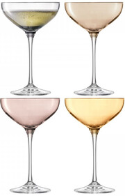 LSA International, Polka Champagne Glass Metallics Assorted, Set of 4 glasses, 390 мл