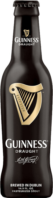 На фото изображение Guinness Draught, 0.33 L (Гиннесс Драфт объемом 0.33 литра)