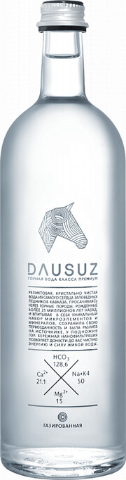 На фото изображение Даусуз Газированная, в стеклянной бутылке, объемом 0.85 литра (Dausuz Sparkling, Glass 0.85 L)