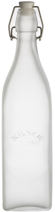 На фото изображение Kilner, Сlip Top Bottle, White, 1 L (Килнер, Клип Топ Бутылка, Белая объемом 1 литр)
