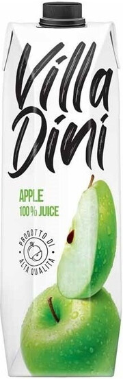 На фото изображение Villa Dini Apple, 1 L (Вилла Дини Яблочный сок объемом 1 литр)