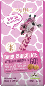 Шоколад Cachet Dark Chocolate with Amaretti Biscuits Tanzania, 60% Cocoa, 180 г