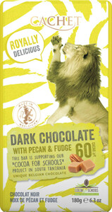 Cachet Dark Chocolate with Pecan and Fudge Tanzania, 60% Cocoa, 180 г