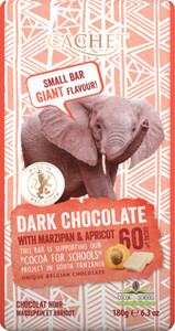 Cachet Dark Chocolate with Marzipan and Apricot Tanzania, 60% Cocoa, 180 g