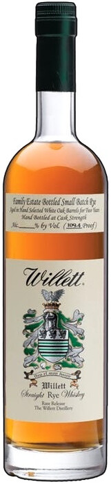 На фото изображение Willett Small Batch Rye (56,4%), 0.75 L (Уиллет Смол Бэч Рэй (56,4%) в бутылках объемом 0.75 литра)