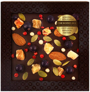 Chokodelika, Dark Chocolate with Decoration Currant, Almond, Papaya, in blister, 75 g