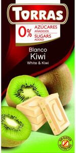 Шоколад Torras, White Chocolate with Kiwi, 75 г