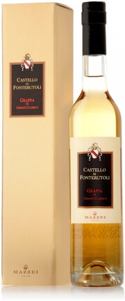 На фото изображение Grappa Castello Di Fonterutoli, Chianti Classico, gift box, 0.5 L (Граппа Кастелло Ди Фонтерутоли, Кьянти Классико, в подарочной коробке объемом 0.5 литра)