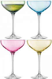 LSA International, Polka Champagne Saucer Pastel Assorted, Set of 4 glasses, 235 мл