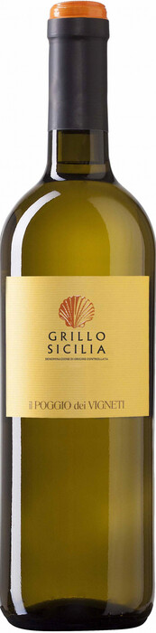 На фото изображение Il Poggio dei Vigneti Grillo, Sicilia DOC, 0.75 L (Иль Поджио дей Виньети Грилло объемом 0.75 литра)