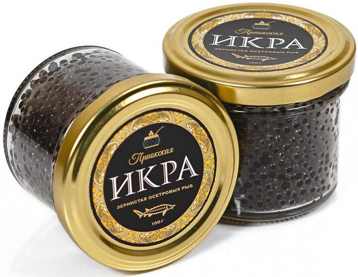 Priokskaya Sturgeon Black Caviar, glass.