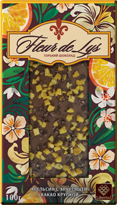 Шоколад Libertad, Fleur de Lys Dark Chocolate with Orange and Crispy Cocoa Groats, 100 г