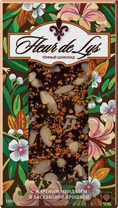 Шоколад Libertad, Fleur de Lys Dark Chocolate with Almonds and Biscuit Crumb, 100 г
