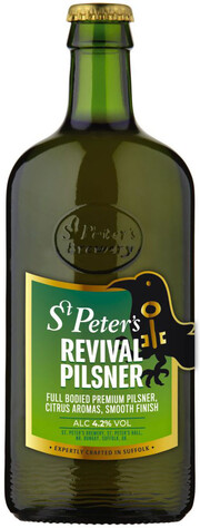 На фото изображение St. Peters, Revival Pilsner, 0.5 L (Сейнт Питерс, Ревайвл Пилснер объемом 0.5 литра)