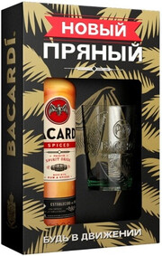 Ром Bacardi Spiced, gift box with glass, 0.7 л