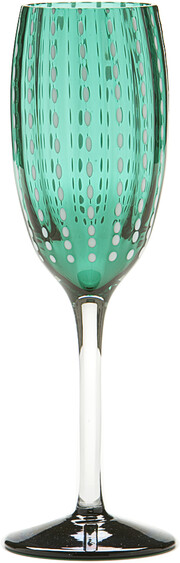 На фото изображение Zafferano Sparking wine glass “Perle” Verde, 0.22 L (Дзафферано бокал для шампанского «Перле» Зелёный объемом 0.22 литра)