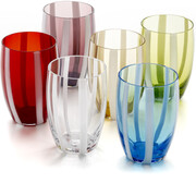 На фото изображение На фото изображение Zafferano Longdrink “Gessato”  Set of 6 different coloured glasses (Дзафферано Лонгдринк «Джессато», набор из 6-ти бокалов разного цвета)