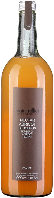На фото изображение Alain Milliat, Nectar Abricot, 1 L (Ален Мия, Нектар из абрикосов объемом 1 литр)