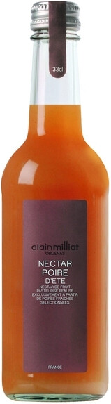 На фото изображение Alain Milliat Nectar de Poire dete, 0.33 L (Ален Мия Нектар из Груши сорта Вилльямс объемом 0.33 литра)