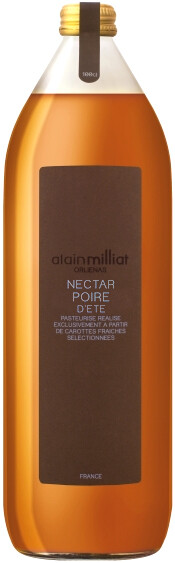 На фото изображение Alain Milliat, Nectar de Poire dete, 1 L (Ален Мия, Нектар из летней груши объемом 1 литр)