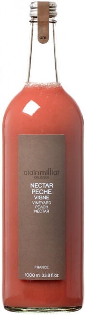 На фото изображение Alain Milliat, Nectar de Peche de Vigne, 1 L (Ален Мия, Нектар из винного персика объемом 1 литр)