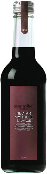 На фото изображение Alain Milliat Nectar de Myrtille, 0.33 L (Ален Мия Нектар из черники объемом 0.33 литра)