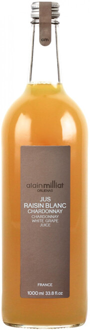На фото изображение Alain Milliat Jus de Raisin Blanc Chardonnay, 1 L (Ален Мия Сок из белого винограда Шардоне объемом 1 литр)