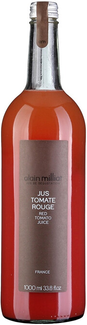 На фото изображение Alain Milliat, Jus de Tomate, 1 L (Ален Мия, Сок из красного томата объемом 1 литр)