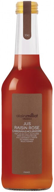 На фото изображение Alain Milliat Jus de Raisin Rose, 0.33 L (Ален Мия Сок из розового винограда объемом 0.33 литра)