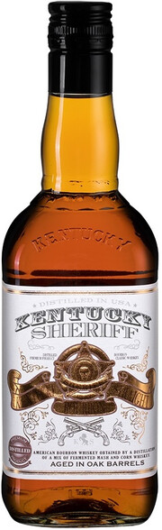 На фото изображение Kentucky Sheriff Bourbon, 0.75 L (Кентукки Шериф Бурбон в бутылках объемом 0.75 литра)
