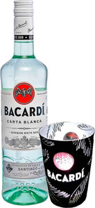 Ром Bacardi Carta Blanca, with luminous glass, 0.7 л