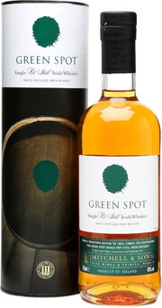 На фото изображение Green Spot Irish Whiskey, gift tube, 0.7 L (Грин Спот Ирландский виски, в тубе в бутылках объемом 0.7 литра)