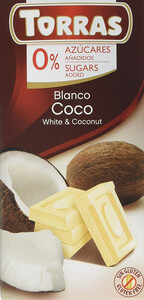 Шоколад Torras, White Chocolate with Coconut, 75 г