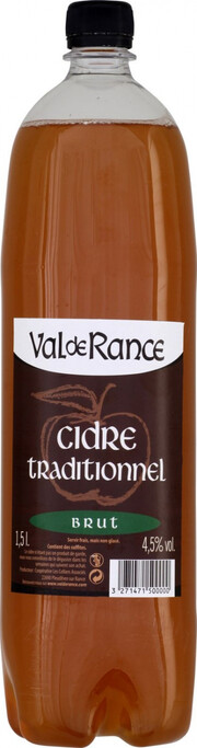На фото изображение Val de Rance Traditionnel Brut, PET, 1.5 L (Валь де Ранс Традиционный Брют, ПЭТ объемом 1.5 литра)