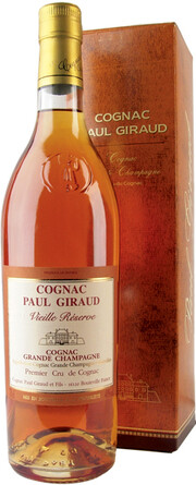 На фото изображение Paul Giraud, Vieille Reserve Grande Champagne Premier Cru, gift box, 0.7 L (Поль Жиро, Вьей Резерв Гранд Шампань Премье Крю, в подарочной коробке объемом 0.7 литра)