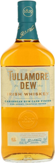 На фото изображение Tullamore Dew Caribbean Rum Cask Finish, 0.7 L (Талмор Дью Каррибиэн Ром Каск Финиш в бутылках объемом 0.7 литра)