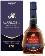 Испанский бренди Osborne, Carlos I Pedro Ximenez, gift box, 0.7 л