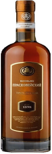 На фото изображение Прасковейский трехлетний ,Три звёздочки, объемом 0.25 литра (Praskoveysky Cognac, 3 years 0.25 L)