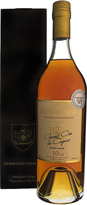 На фото изображение Hermitage 10 y.o. Jarnac Champagne Grande Champagne, gift box, 0.7 L (Эрмитаж Жарнак Шампань Гранд Шампань, в подарочной упаковке объемом 0.7 литра)