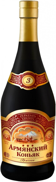 На фото изображение Тавинко, Армянский коньяк 3 Звезды, объемом 0.5 литра (Tavinko, Armenian Cognac 3 Stars 0.5 L)